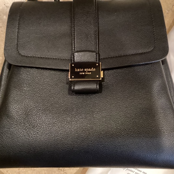 Kate Spade NY Nouveau Black Pebbled Leather Flap Bag/Purse/Backpack Medium Size - Picture 16 of 16